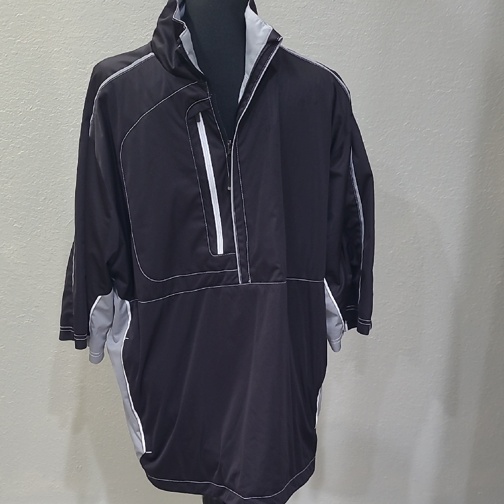 Men's Black Half Zip Short Sleeve Size XL Golf Wind Jacket Shirt